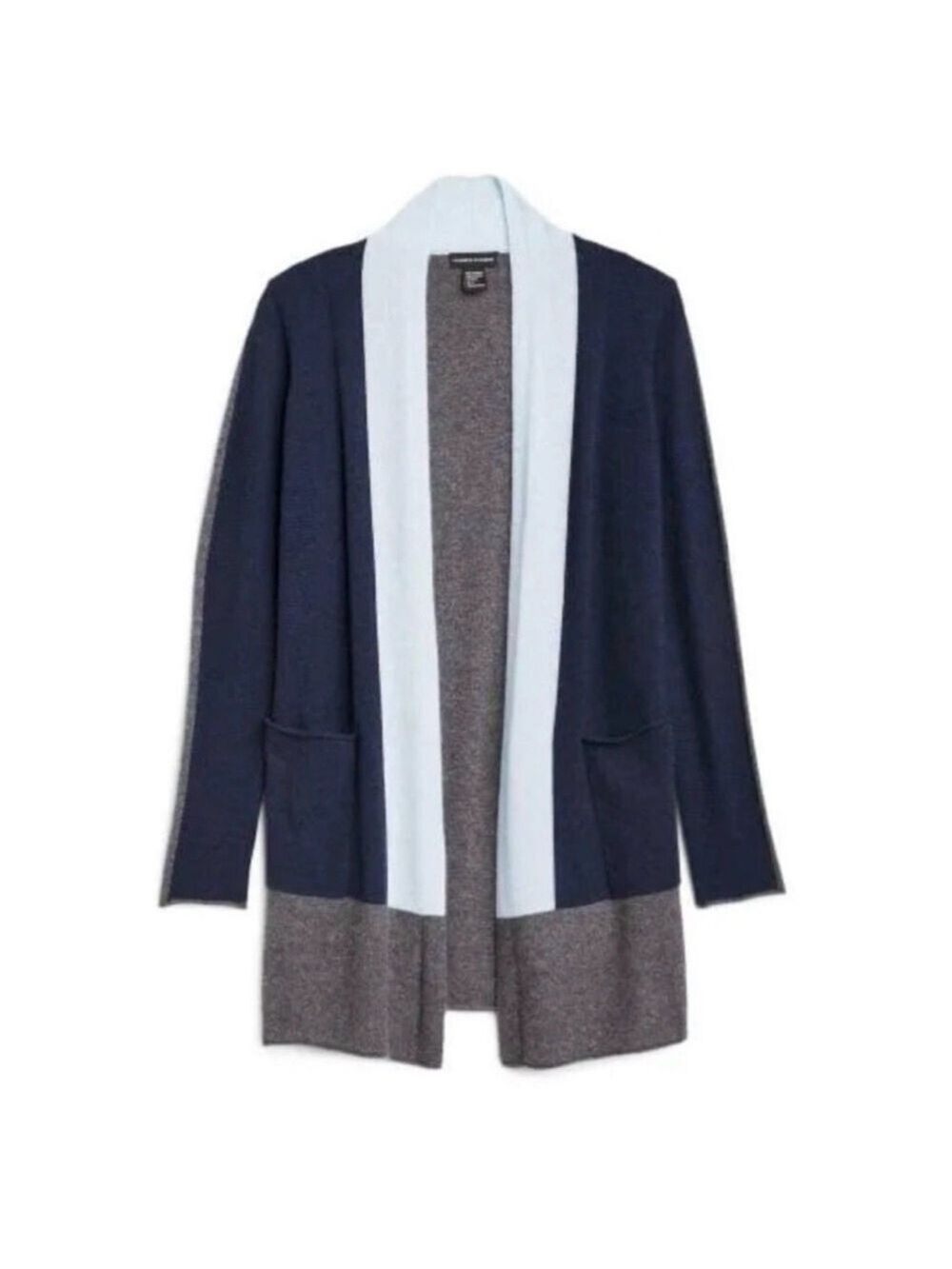 Cashmere Cashmere Blue Grey Colorblock Cardigan - Picture 8 of 9